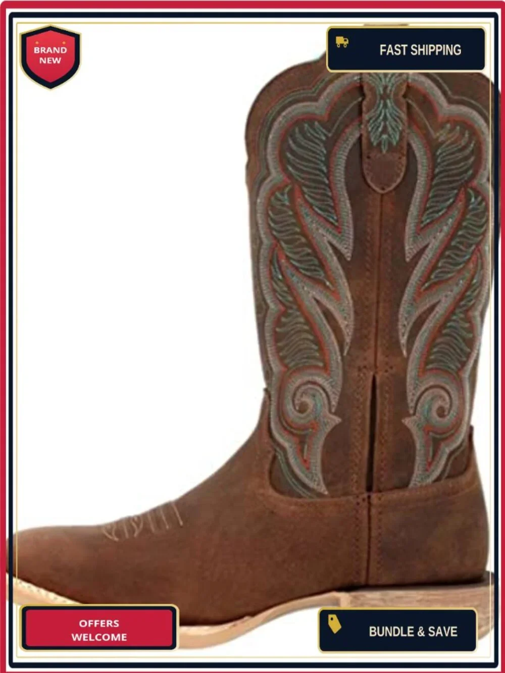 Women's Distressed Mid-Calf Leather Western Boots Square Toe Pull-On